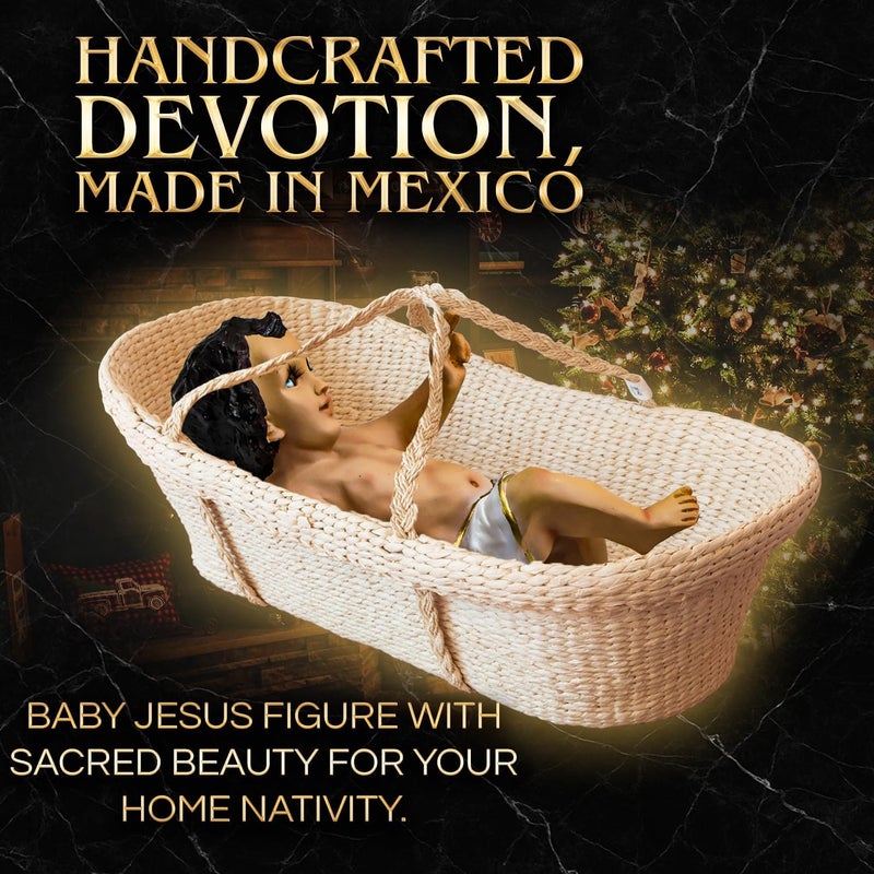 Nuestra Fe Baby Jesus figure nativity HandMade in Mexico - Niño dios for nacimiento de jesus para navidad - Christmas Baby Jesus for nativity scene - baby jesus doll - manger ornament not included - little jesus - Image 2